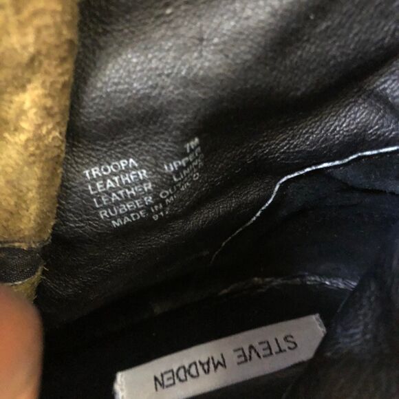 Green Steve Madden Troopa Military Combat Biker Ankle leather lace-up boots Goth - Picture 4 of 7